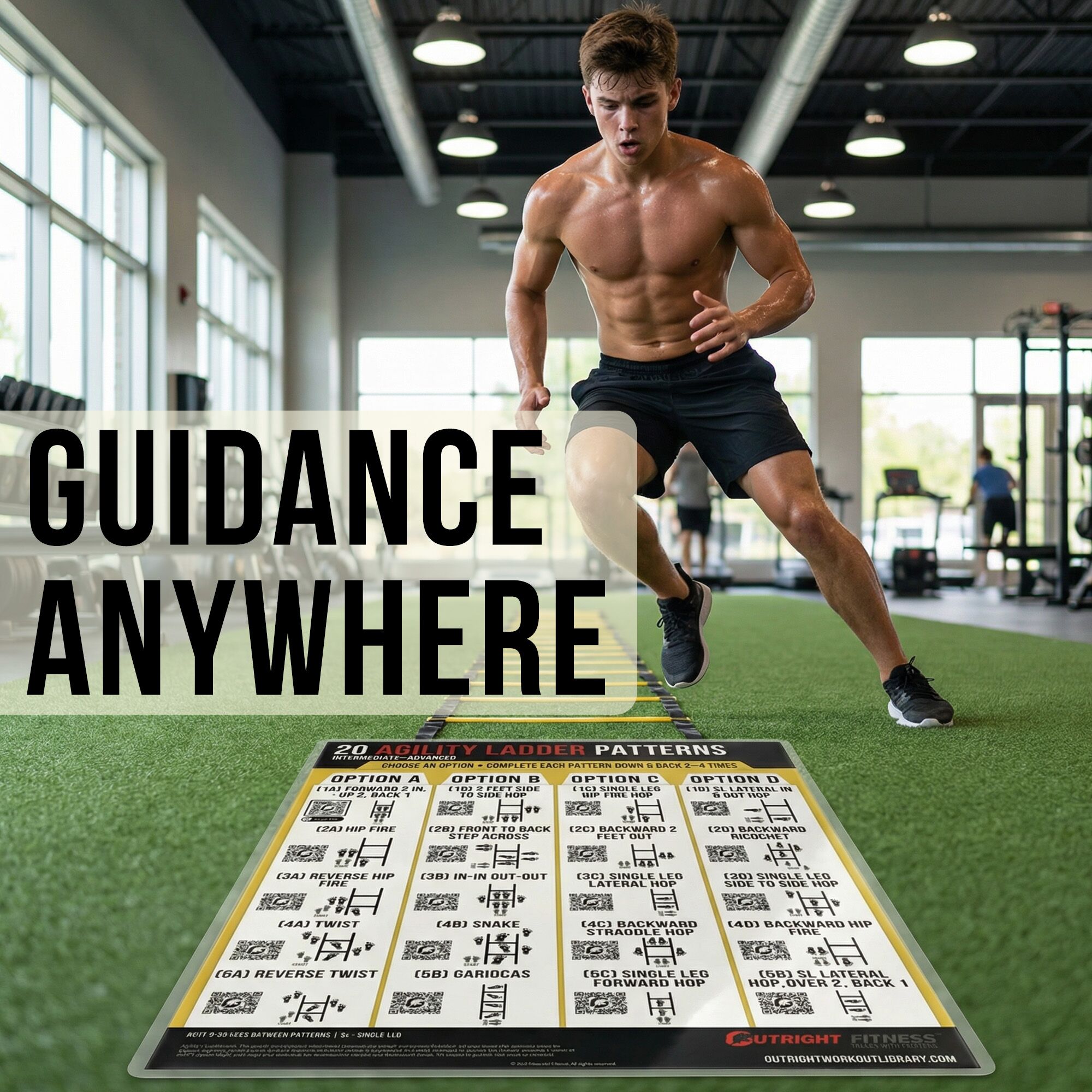 Agility Ladder Compact Workout Chart with Guided Coaching & Progressions - Portable 40-Drill Double-Sided Laminated Speed & Footwork Guide - 8.5x11 - Image 3