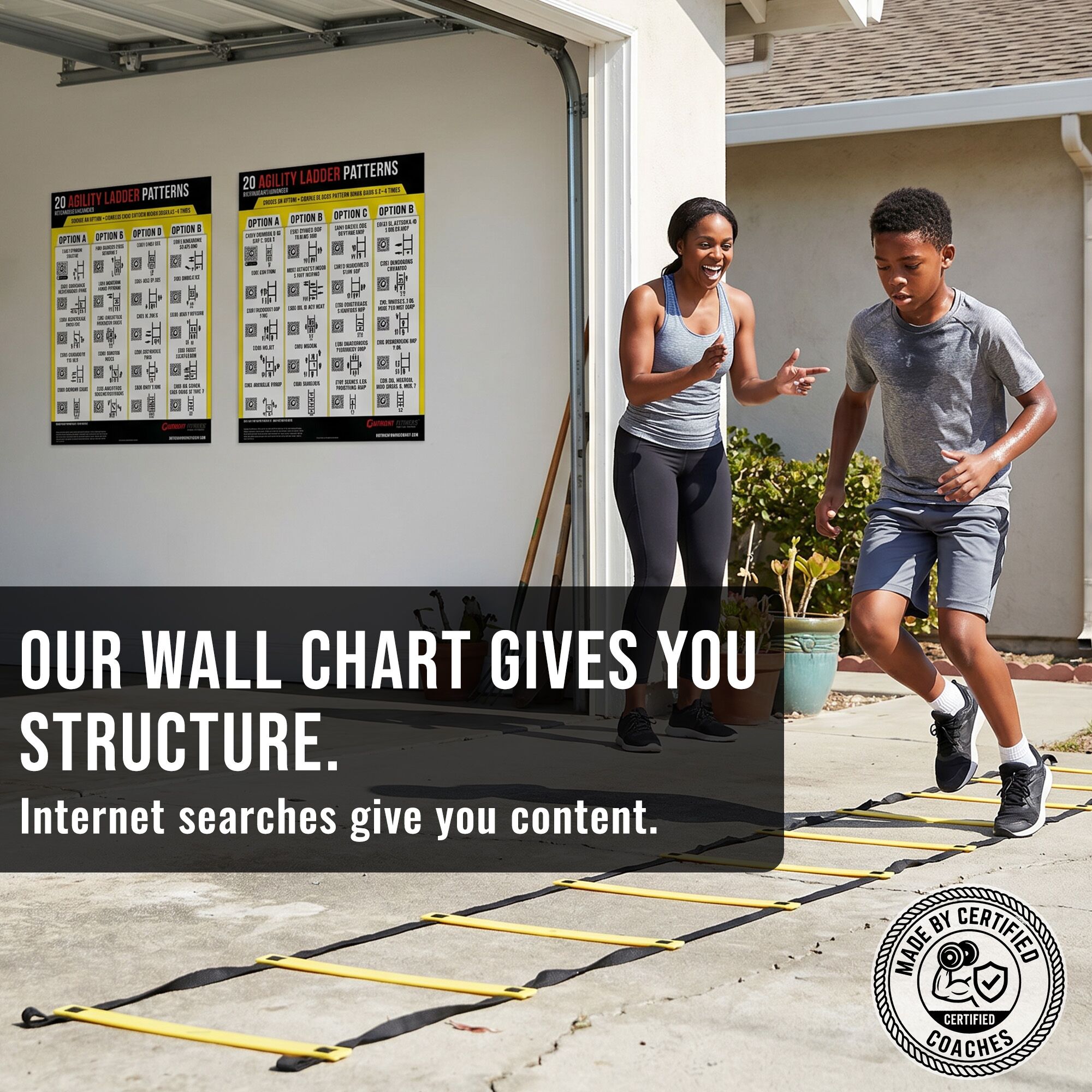 Agility Ladder Drills Poster Bundle – Beginner to Advanced Speed & Footwork Wall Charts with QR Video Demos – 18x24 - Image 3