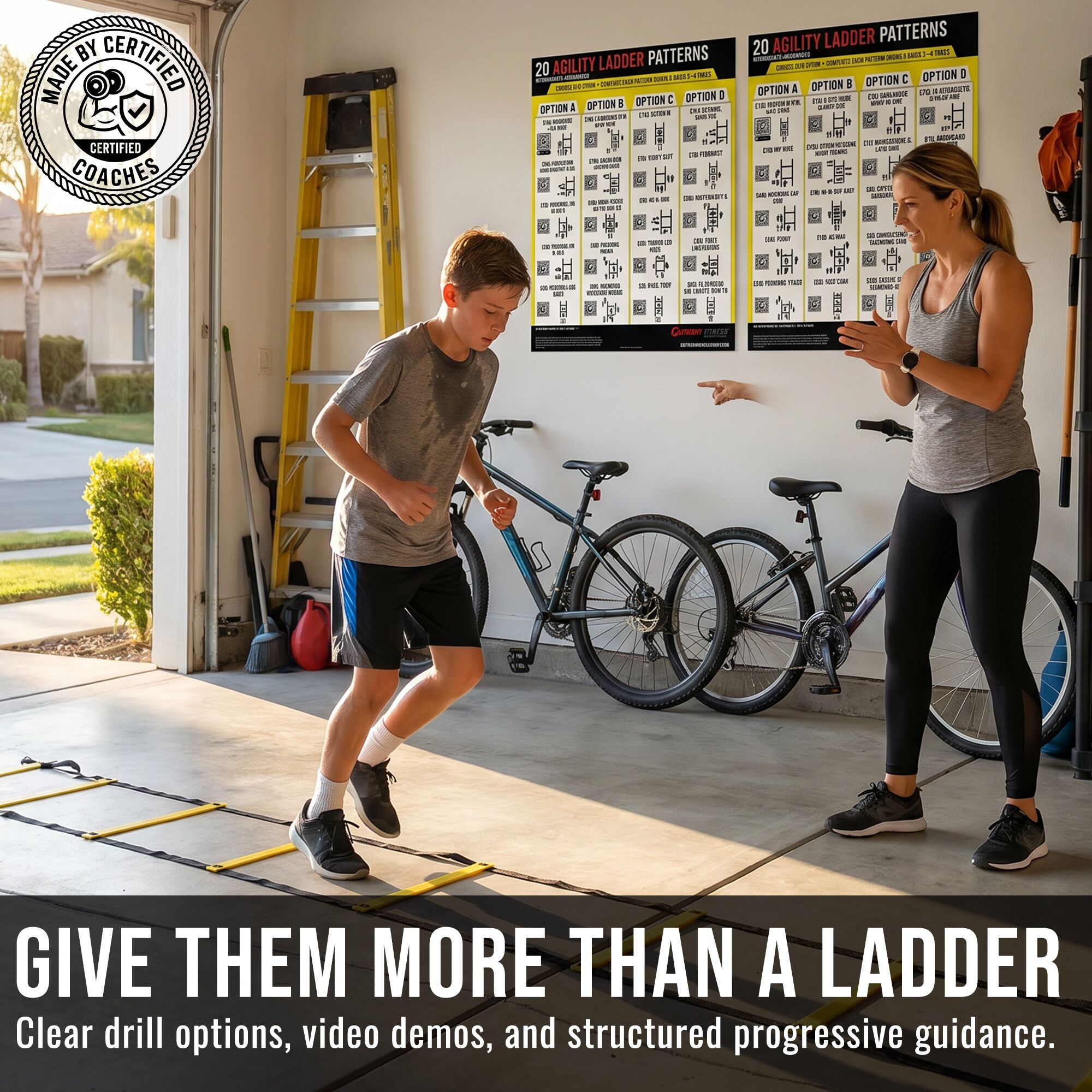 Agility Ladder Drills Poster Bundle – Beginner to Advanced Speed & Footwork Wall Charts with QR Video Demos – 18x24 - Image 5