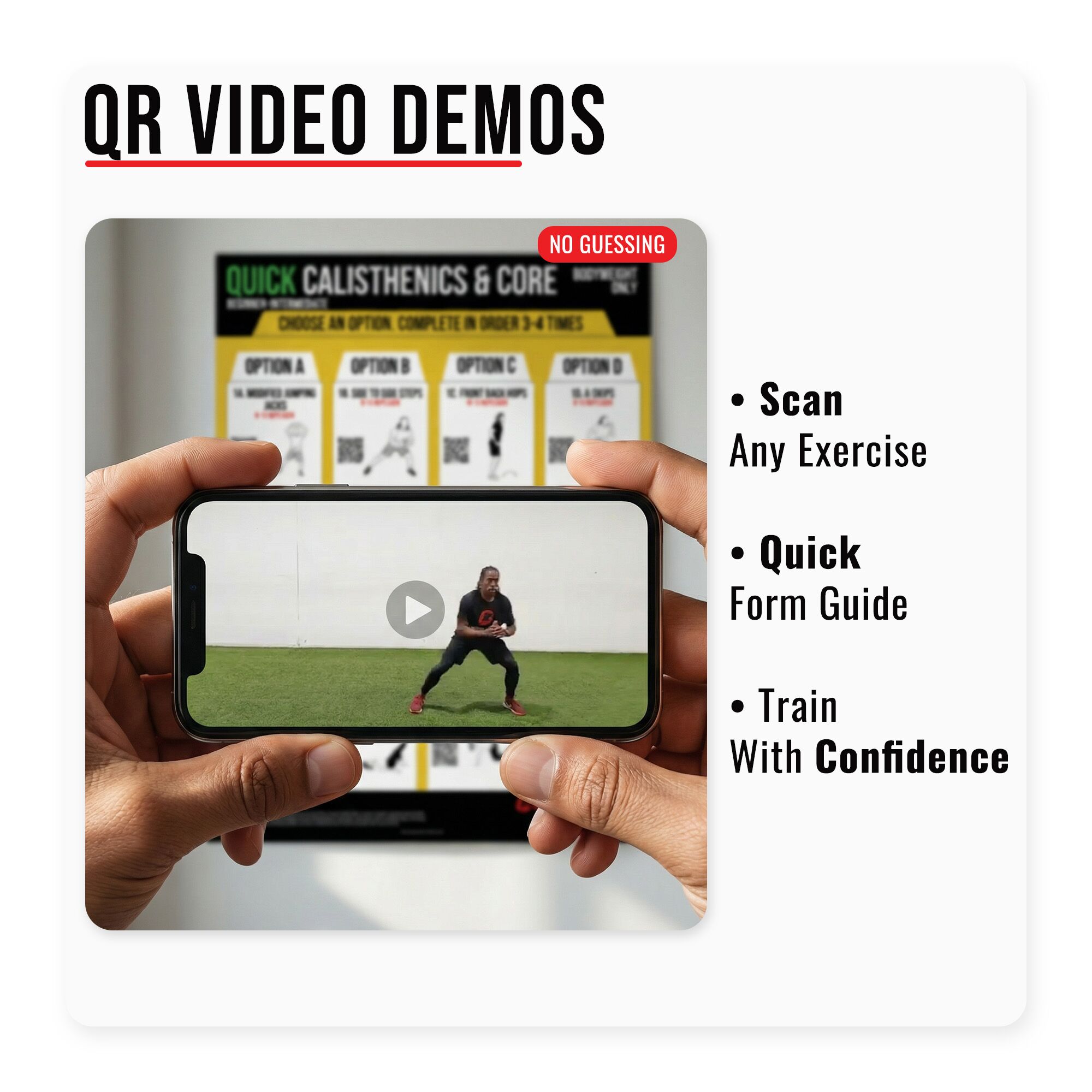 Calisthenics & Core Workout Poster – Beginner to Intermediate Bodyweight Strength Training Wall Chart with QR Video Demos – 18x24 - Image 6