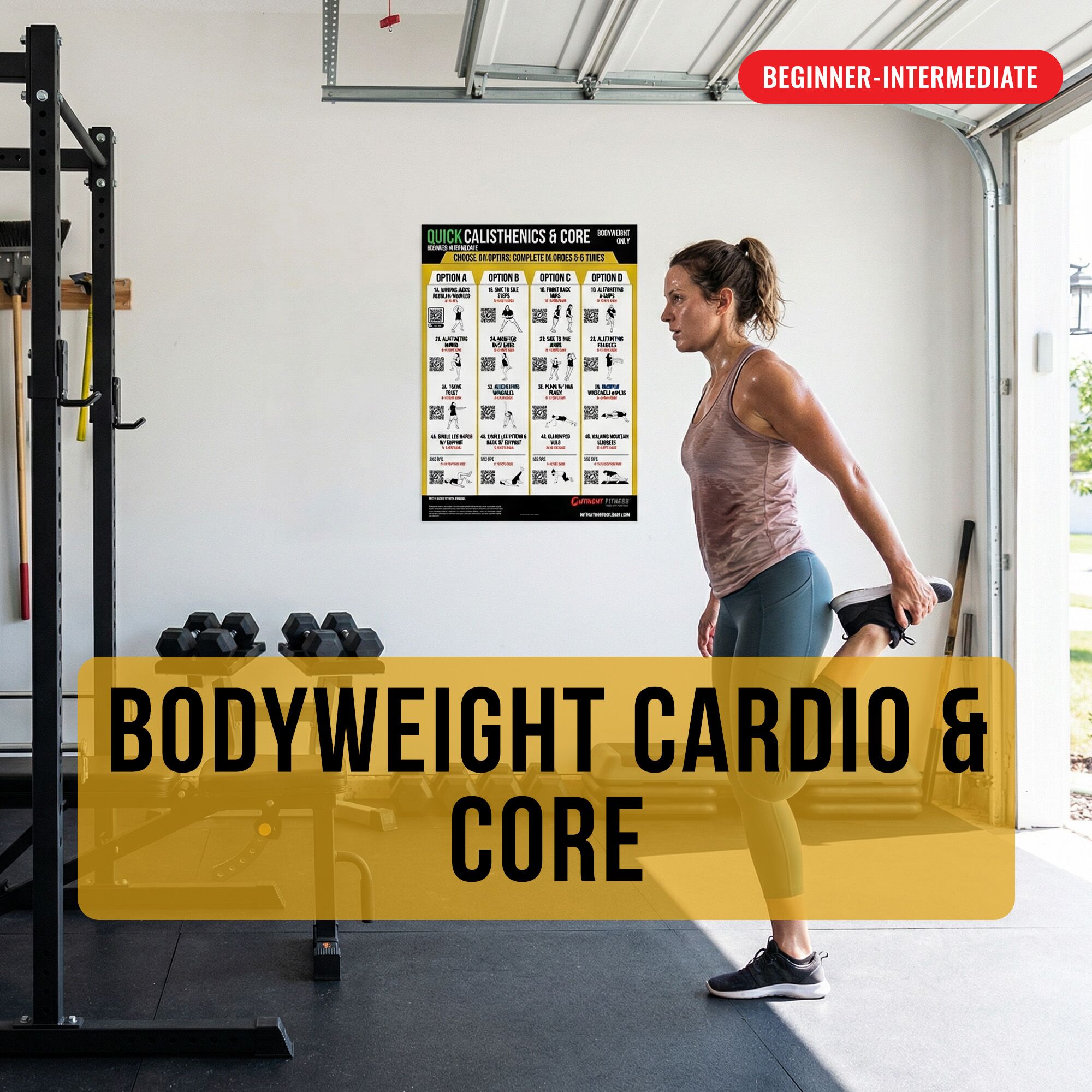 Calisthenics & Core Workout Poster – Beginner to Intermediate Bodyweight Strength Training Wall Chart with QR Video Demos – 18x24 - Image 4