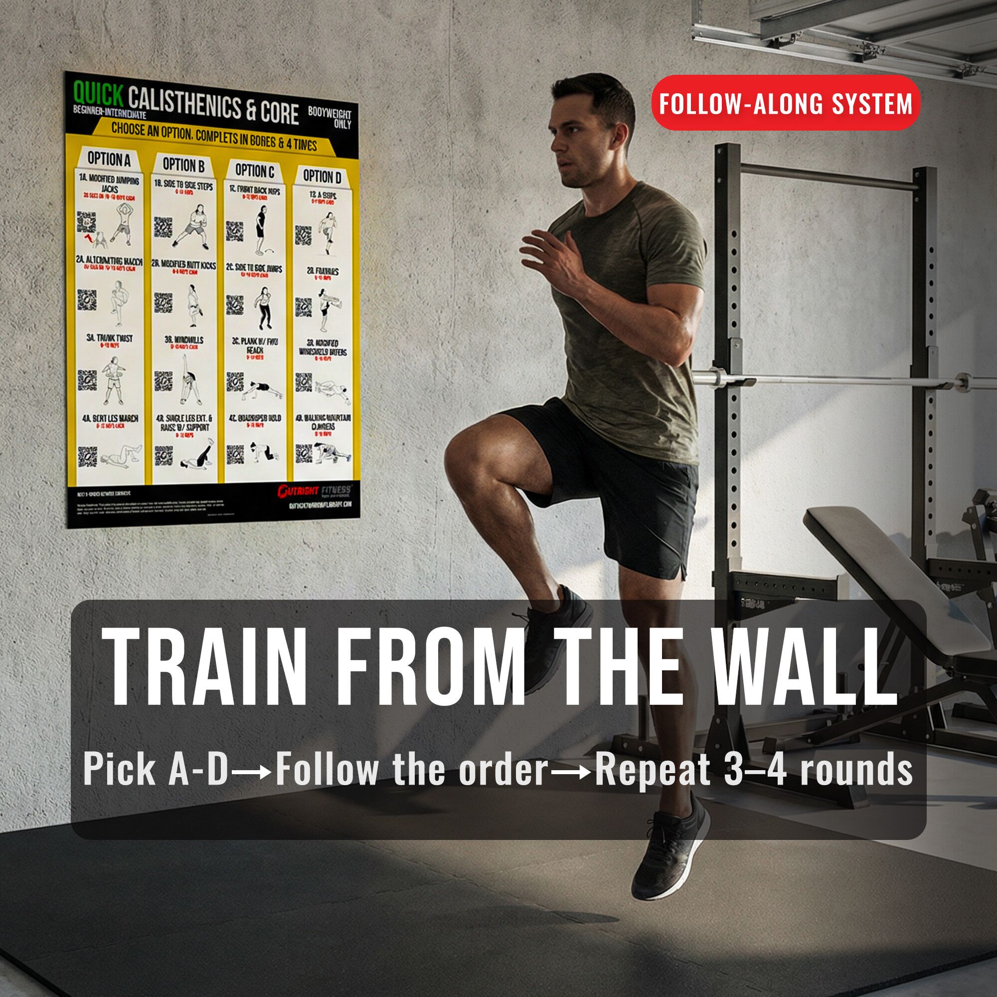 Calisthenics & Core Workout Poster – Beginner to Intermediate Bodyweight Strength Training Wall Chart with QR Video Demos – 18x24 - Image 7