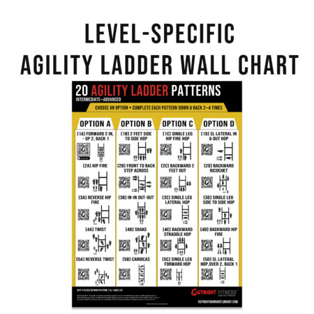 20 Agility Ladder Patterns Workout Wall Chart (18x24) – Beginner–Intermediate or Intermediate–Advanced