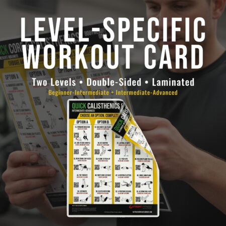 Quick Calisthenics & Core Workout Card – Beginner–Intermediate / Intermediate–Advanced – 8.5x11 Laminated, Double-Sided