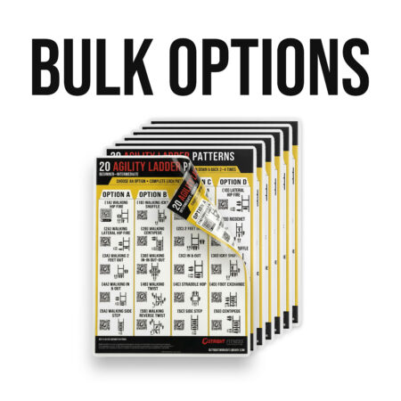 20 Agility Ladder Patterns Portable Training Card — Two Levels (Double-Sided) — 8.5x11 Laminated — Bulk Options