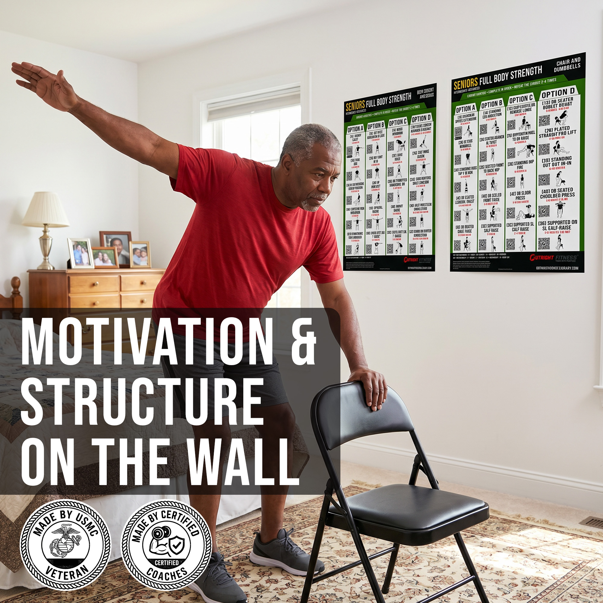 Senior Fitness Workout Poster Bundle – Beginner to Advanced Chair Exercise Wall Charts with QR Video Demos – 18x24 - Image 2
