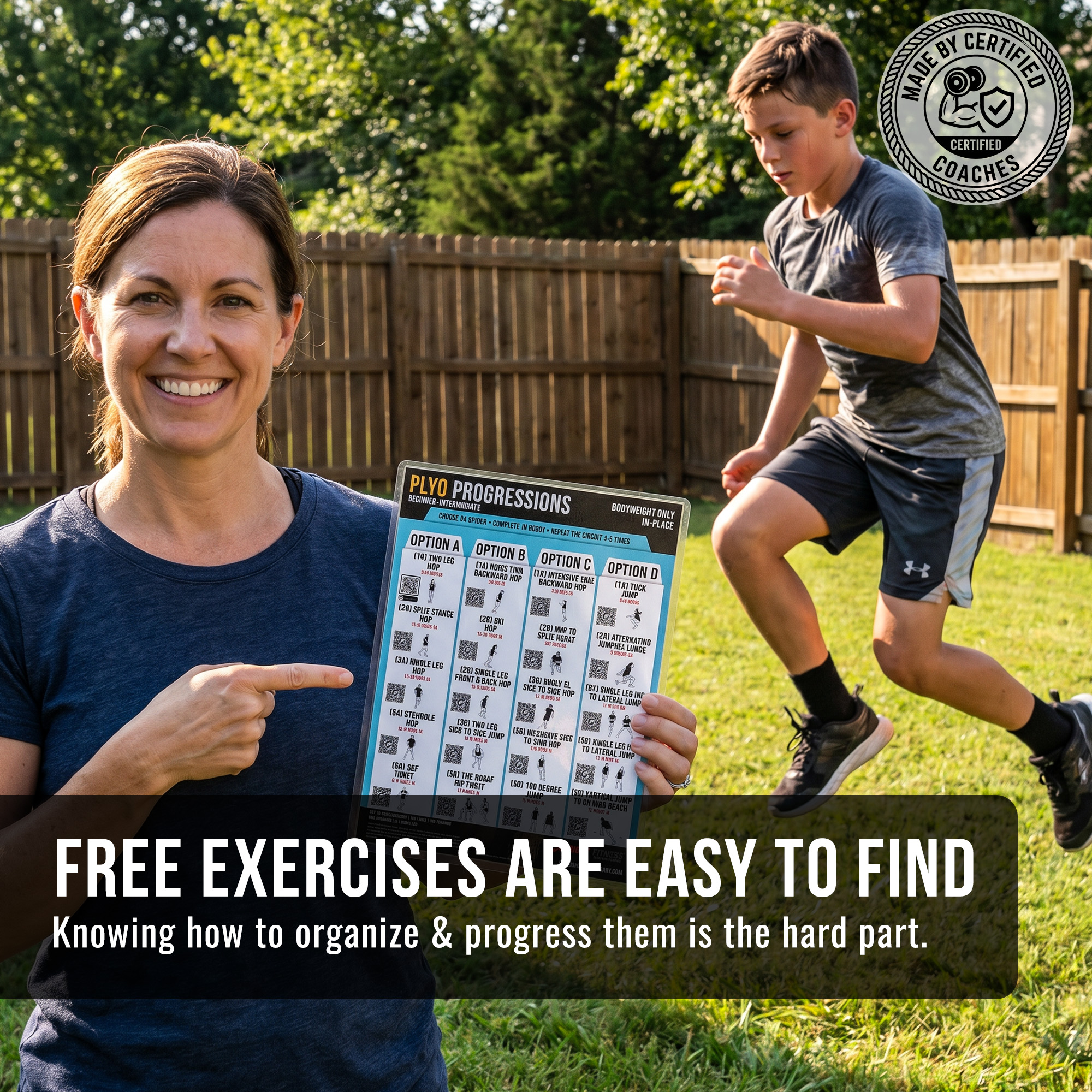 Youth Plyometric Progressions Compact Chart – Double-Sided Laminated Beginner Jump Training Guide with QR Video Demos – 8.5x11 - Image 3