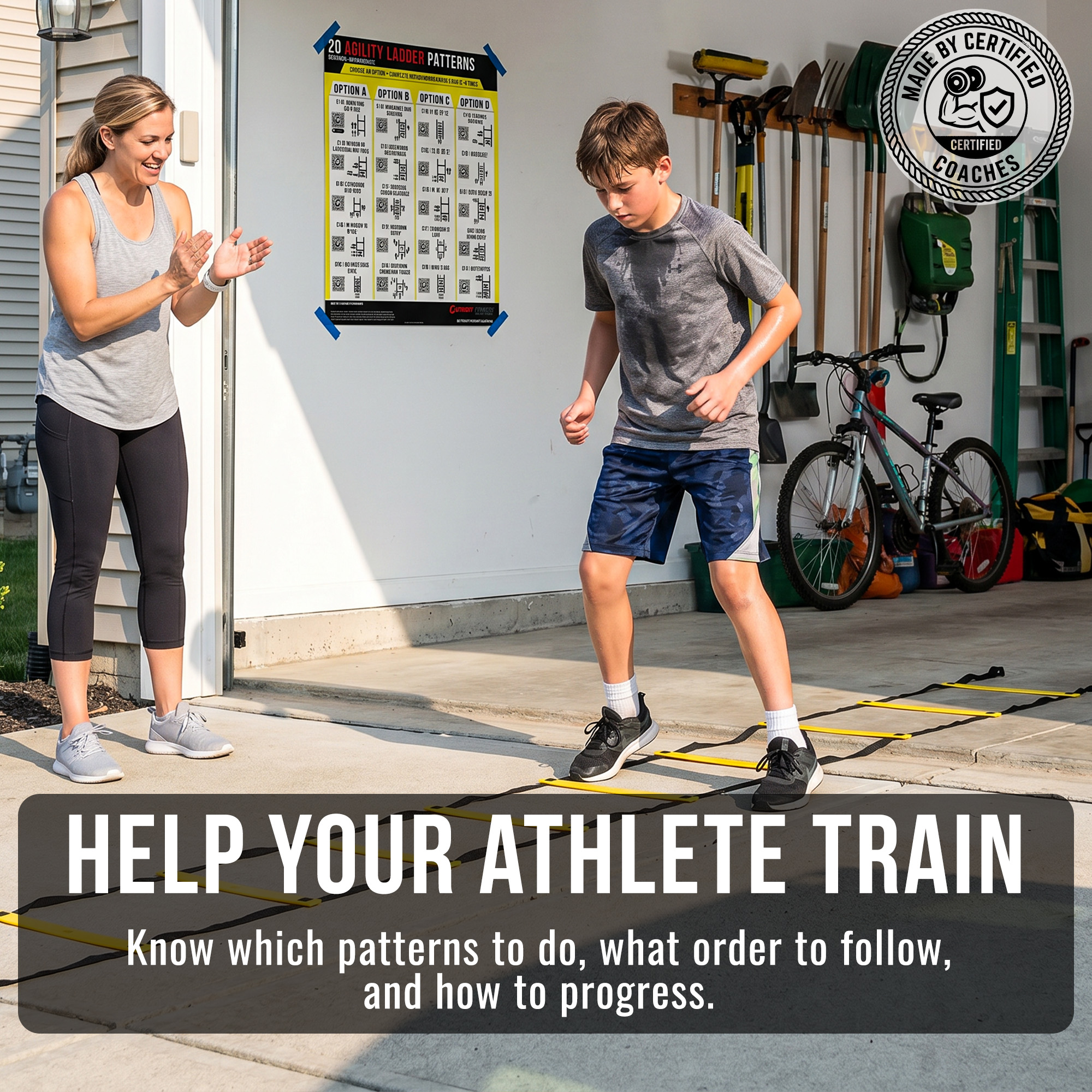 Agility Ladder Drills Poster for Kids & Youth Athletes – Beginner Friendly Speed & Footwork Wall Chart with Progressions – 18x24 - Image 2