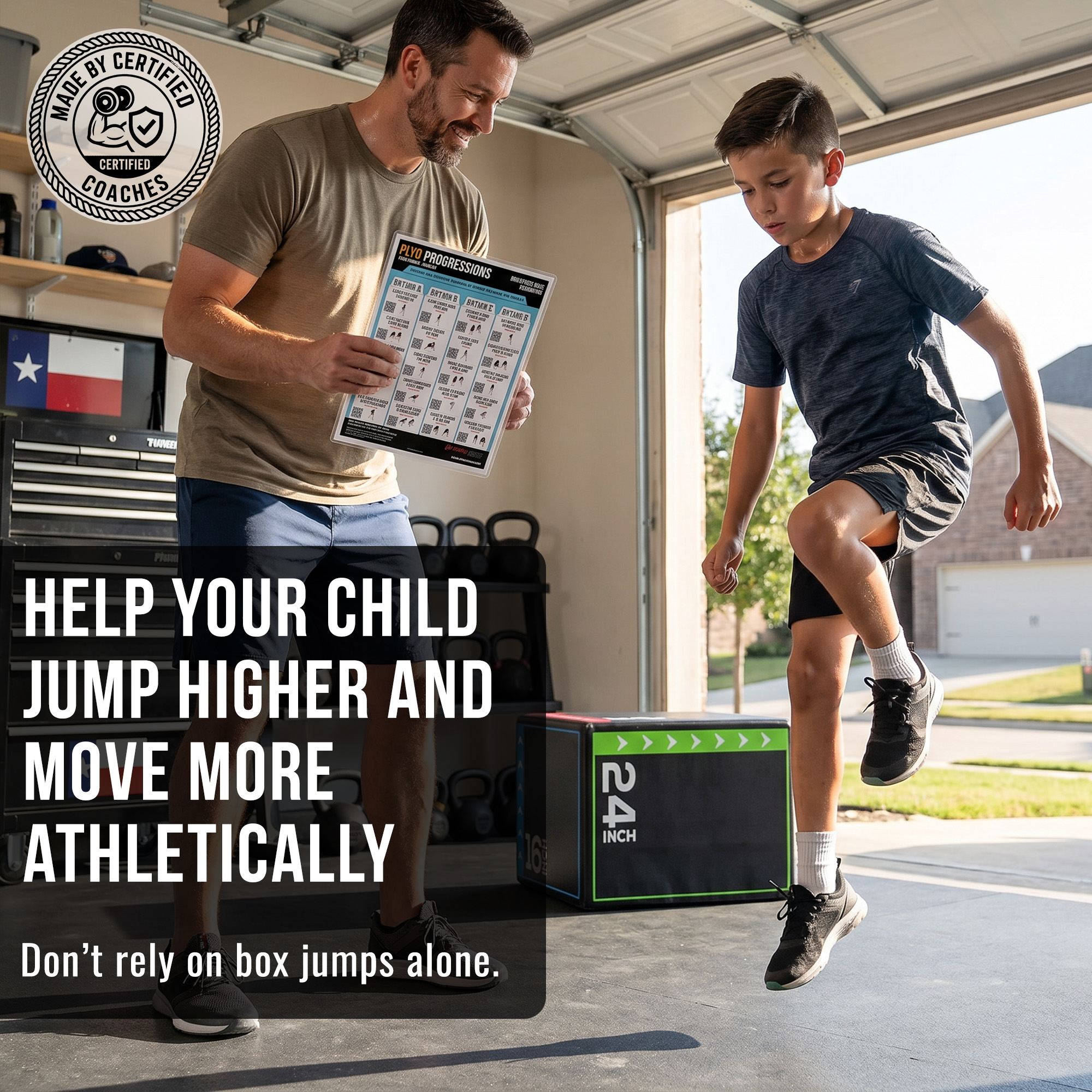 Youth Plyometric Progressions Compact Chart – Double-Sided Laminated Beginner Jump Training Guide with QR Video Demos – 8.5x11 - Image 2