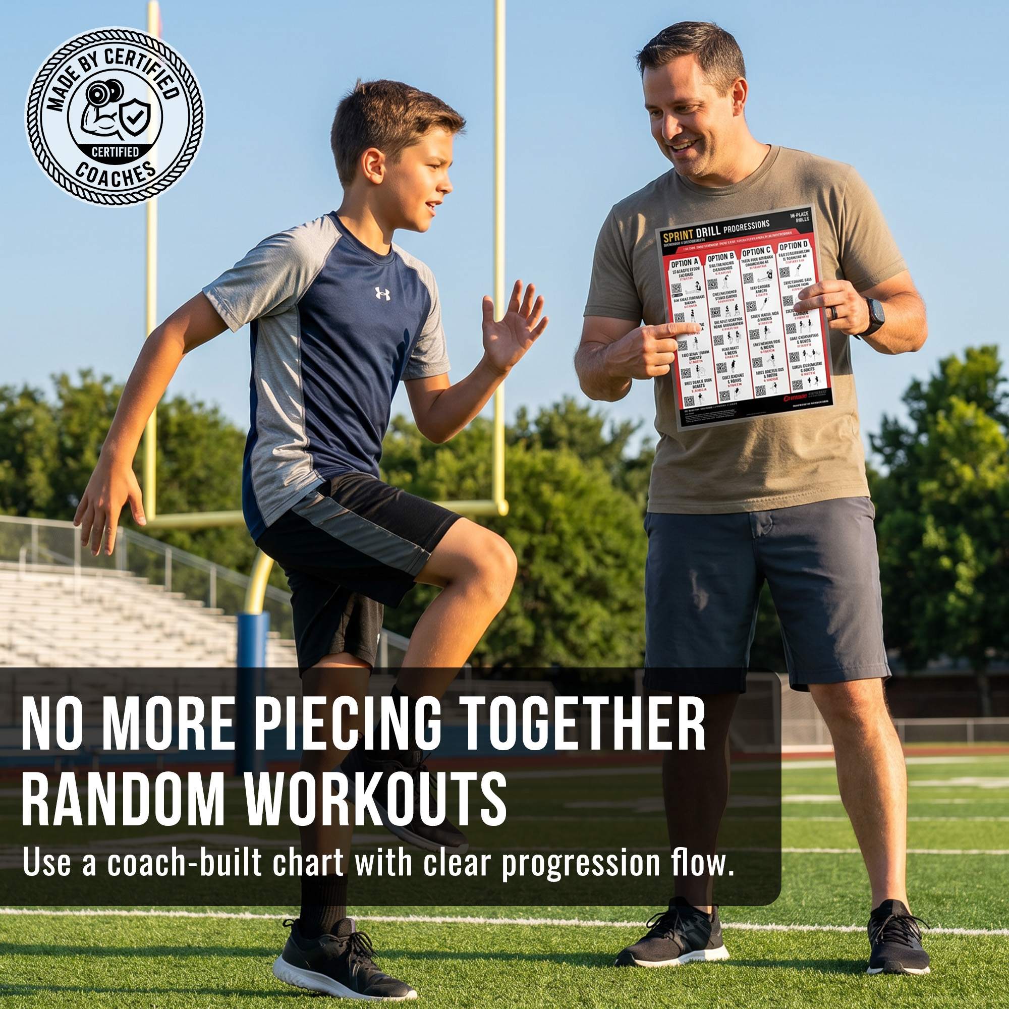 Youth Sprint Drills Compact Chart – Double-Sided Laminated Beginner Speed Training Guide with Acceleration Drills & QR Video Demos – 8.5x11 - Image 4