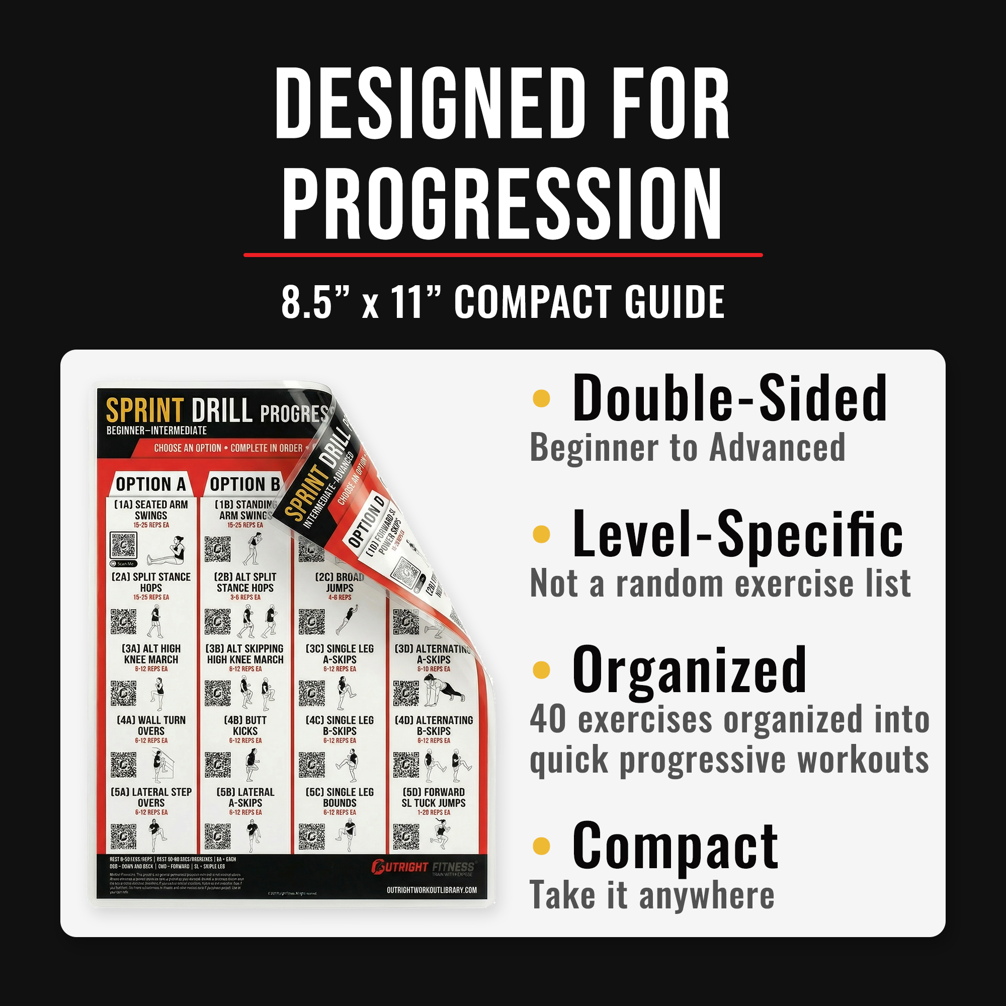 Youth Sprint Drills Compact Chart – Double-Sided Laminated Beginner Speed Training Guide with Acceleration Drills & QR Video Demos – 8.5x11 - Image 8