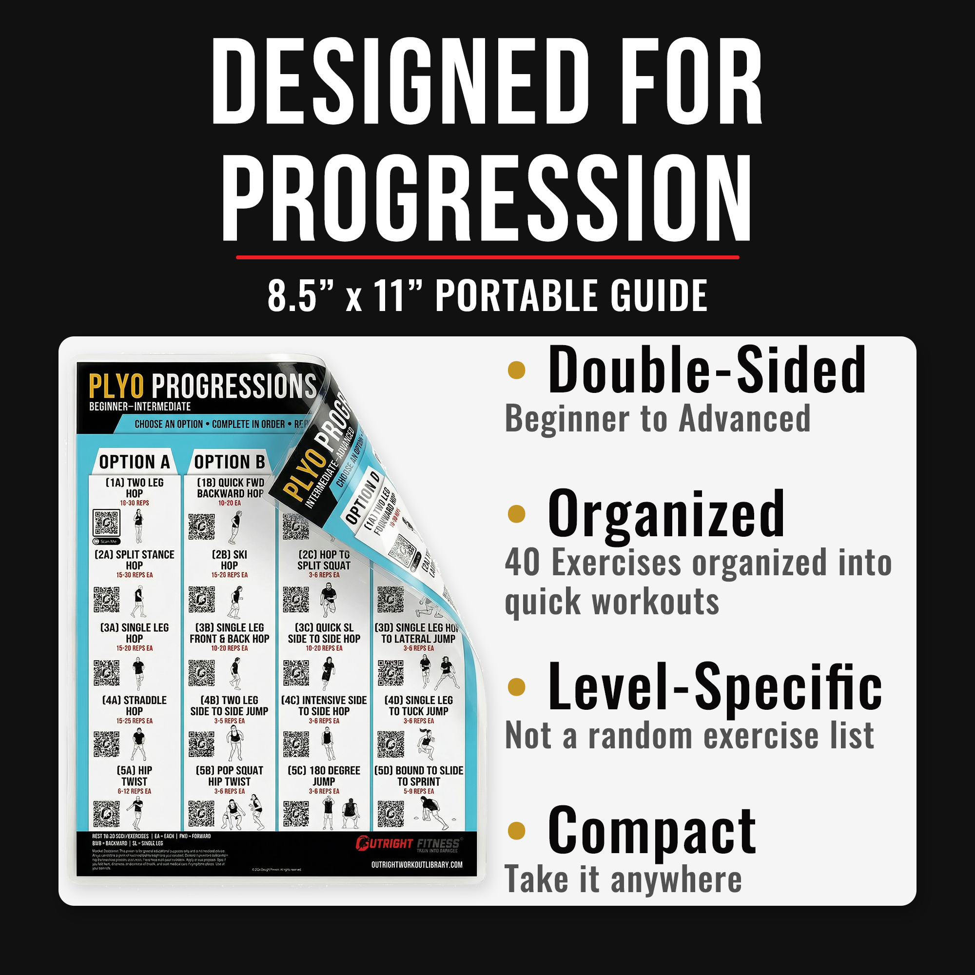 Youth Plyometric Progressions Compact Chart – Double-Sided Laminated Beginner Jump Training Guide with QR Video Demos – 8.5x11 - Image 8