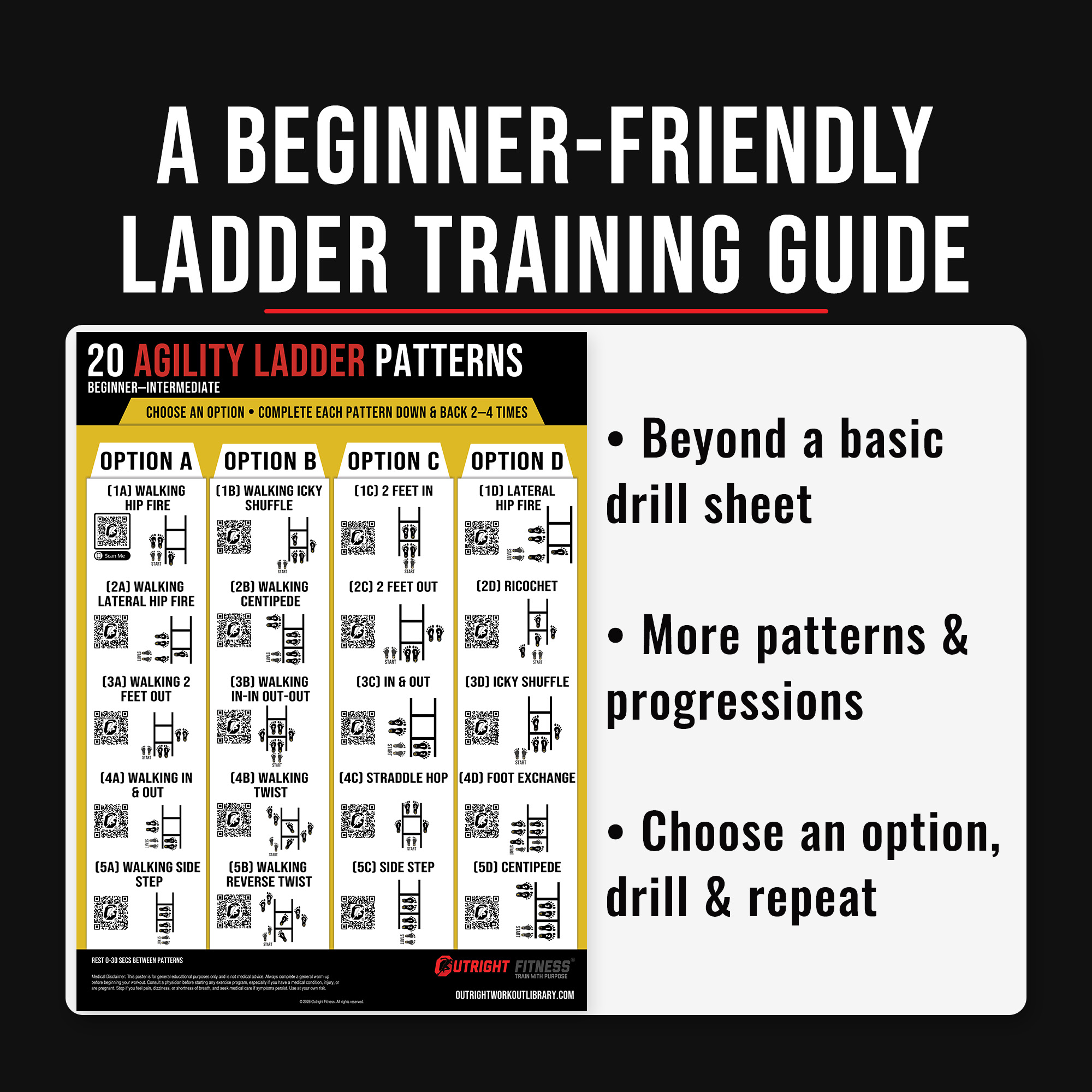 Agility Ladder Drills Poster for Kids & Youth Athletes – Beginner Friendly Speed & Footwork Wall Chart with Progressions – 18x24 - Image 6